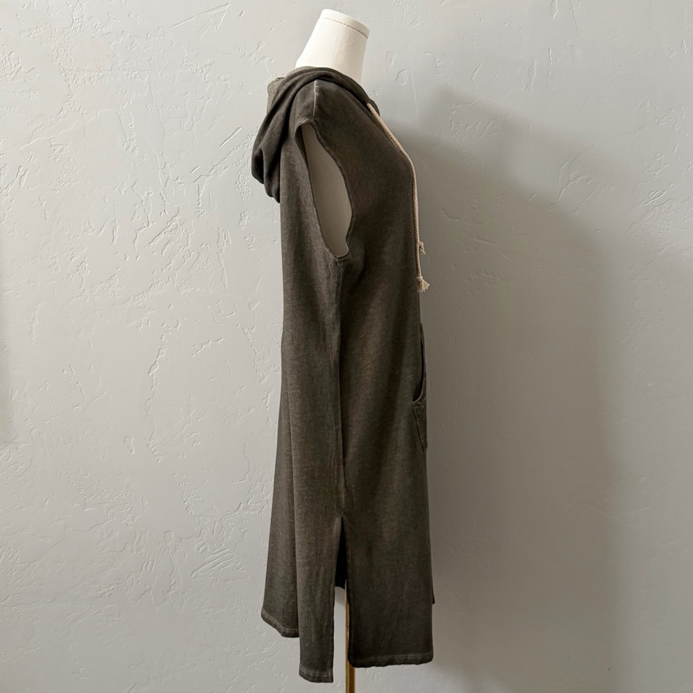 POL Mineral Wash Olive Sleeveless Hoodie T-Shirt Dress SMALL - Picture 3 of 13